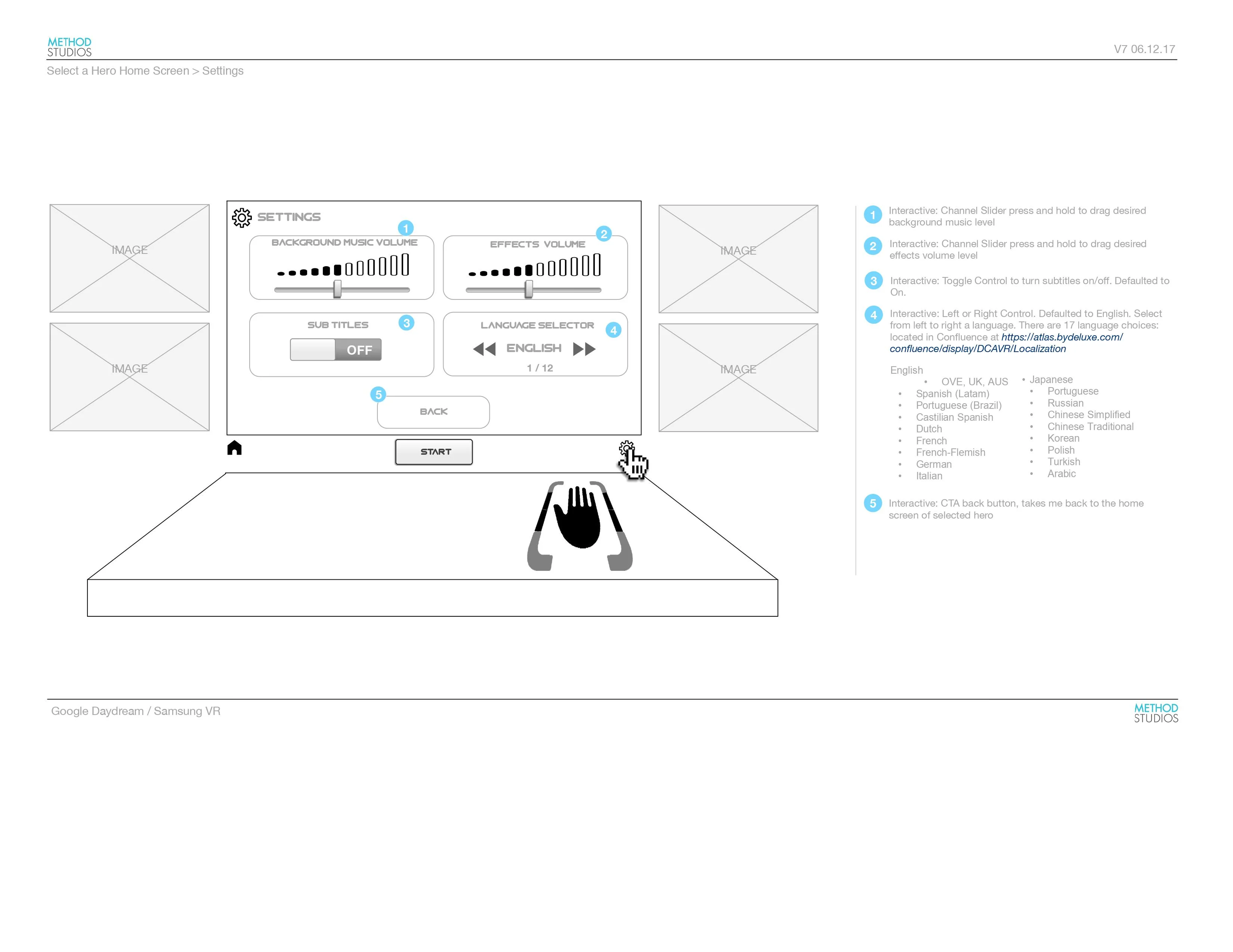 Wireframe — adjusting settings